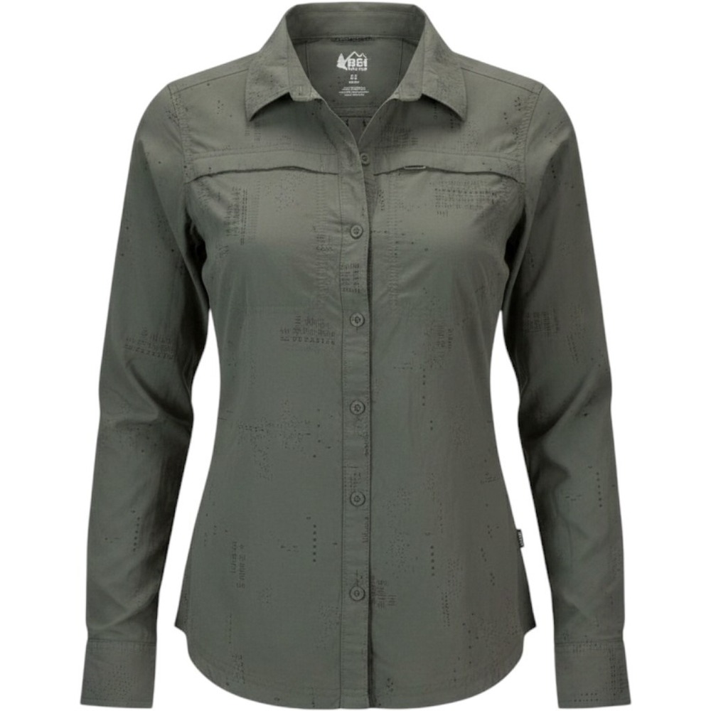 REI Co-op Women's XS Olive Green Roll-Up Sleeve Button-Up Outdoor Shirt Gorpcore